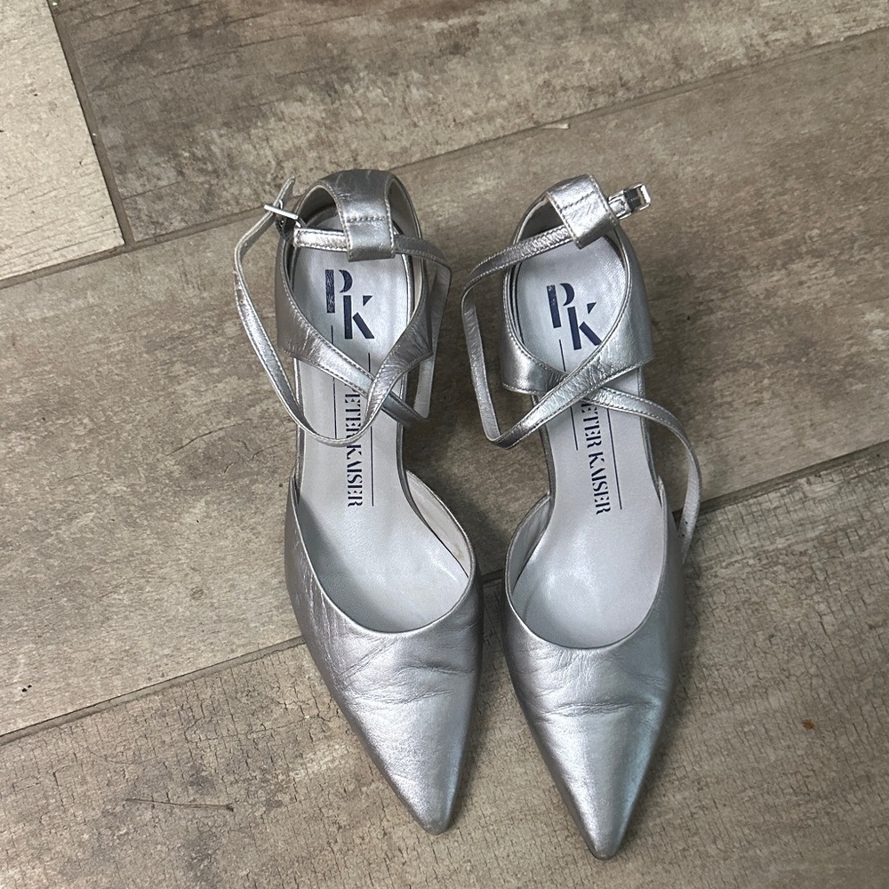 Peter Kaiser Silver Strappy Heels